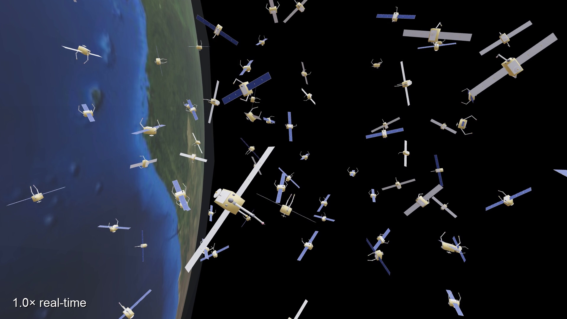 Articulated space robots orbiting Earth in mjorbit